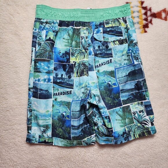 Tommy Bahama Swim Trunks Board Shorts Youth XL (28x7) Mid Rise Hawaiian Blue - Picture 2 of 6